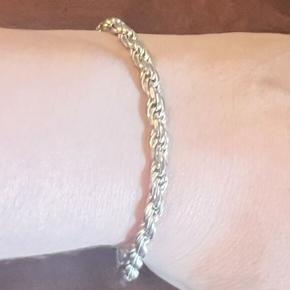 Sterling Silver Italian 925 Twisted Rope Chain Bracelet Italy - Picture 8 of 10
